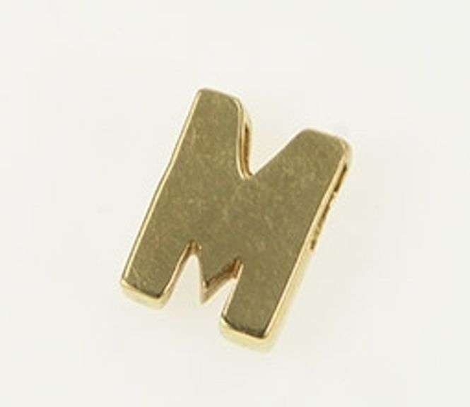 14K Yellow Gold M Squared Boxy Letter Initial Monogram Pendant