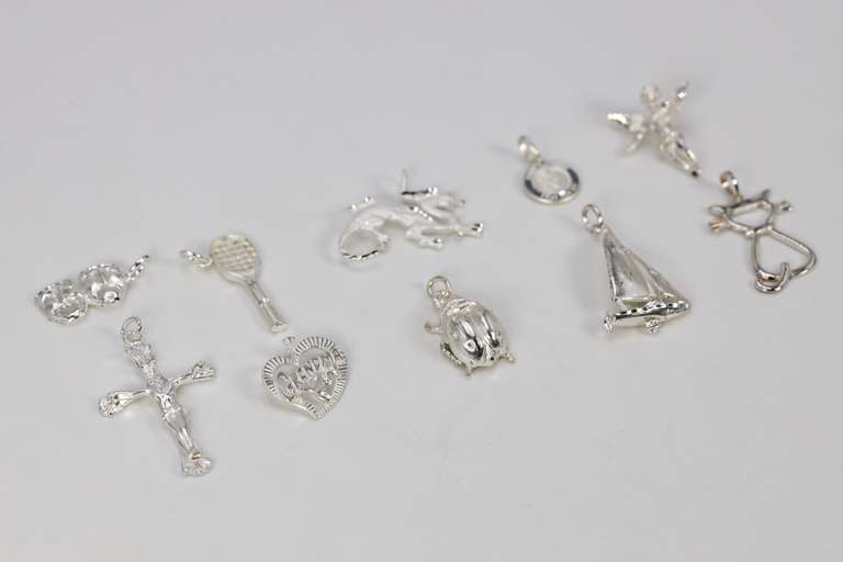 .925 Sterling Silver Charm Set Lot of 10 Charms/Pendants