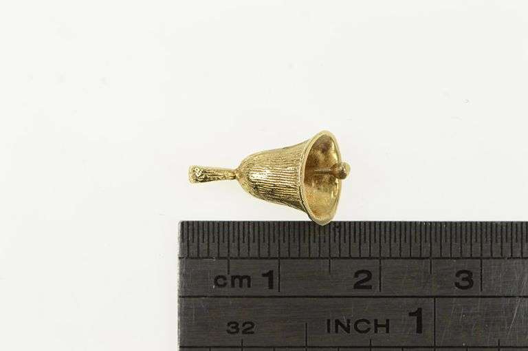 14K Yellow Gold 3D Articulated Wedding Bell Marriage Charm/Pendant