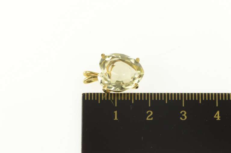 14K Yellow Gold Heart Lemon Quartz Retro Love Symbol Pendant