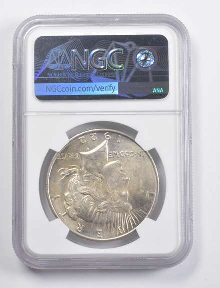 Mint Error MS62 1922 Peace Silver Dollar REV Lamination 100th NGC