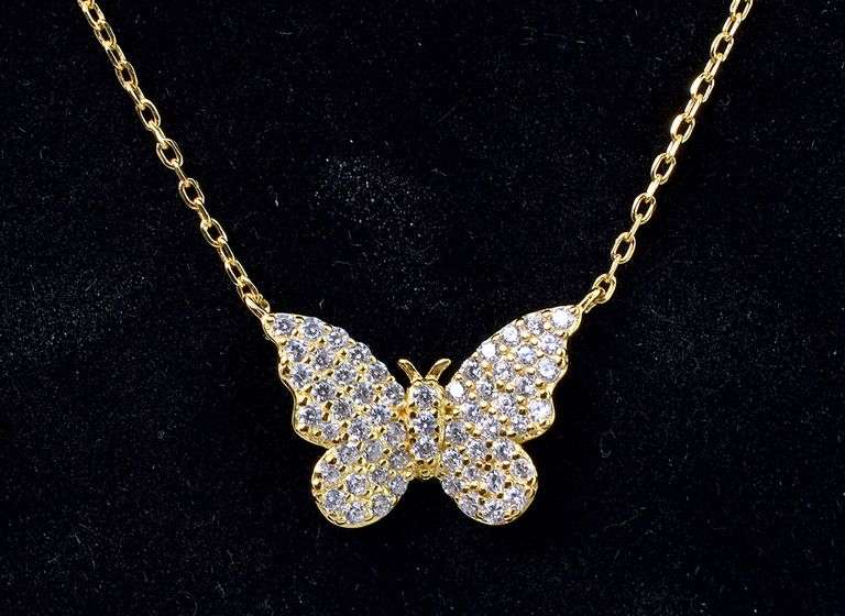 Vermeil Butterfly Necklace In Sterling Silver