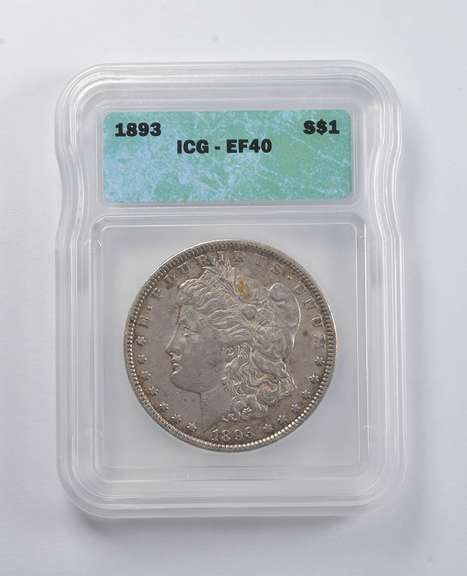 EF40 1893 Morgan Silver Dollar ICG