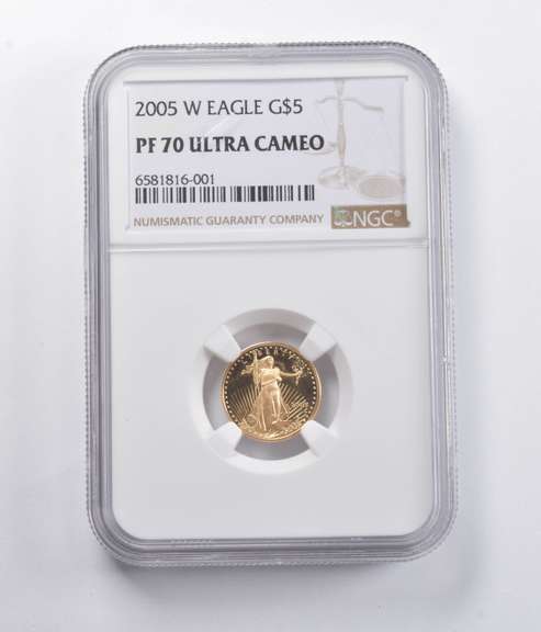 PF70 UCAM 2005-W $5 American Gold Eagle 1/10 Oz Gold NGC