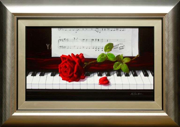 Music Lover Painting Martina Yeon Rose on a Piano