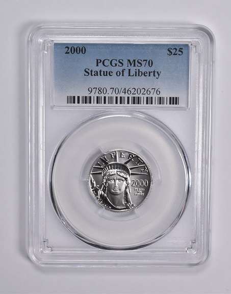 MS70 2000 $25 Statue Of Liberty 1/4 Oz Platinum PCGS