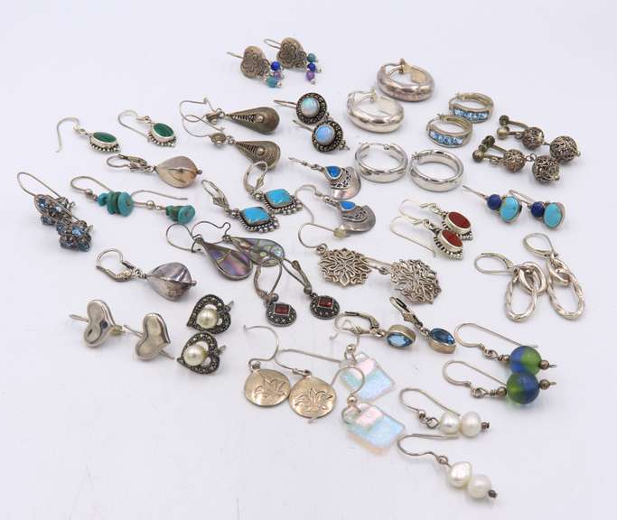 Group Lot of Vintage 925 Sterling Silver Earrings