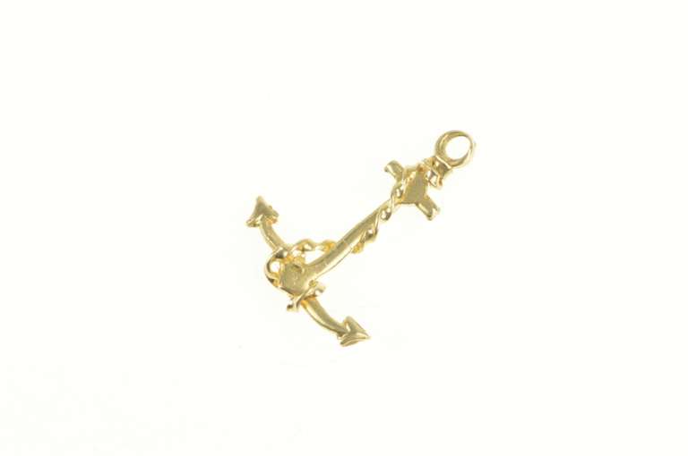 14K Yellow Gold 3D Anchor Hope Symbol Sailing Nautical Charm/Pendant