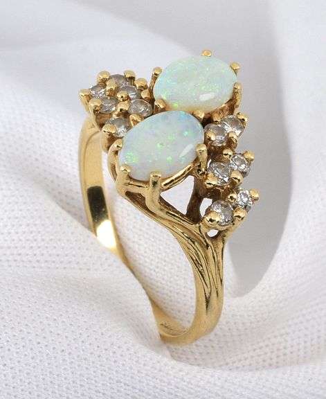Feminine Opal and Diamond Ring