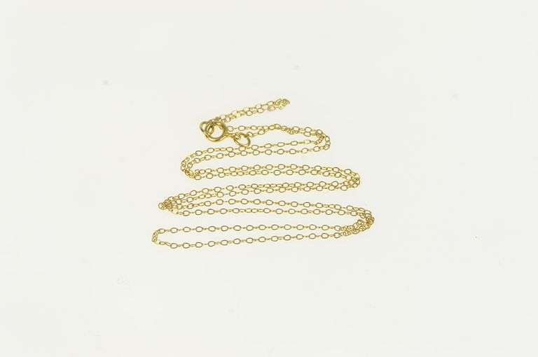 10K Yellow Gold 1.1mm Classic Cable Link Fancy Chain Necklace