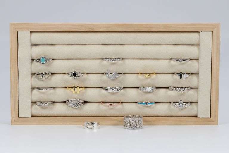 .925 Sterling Silver Curated Ring Set Lot of 20 Rings