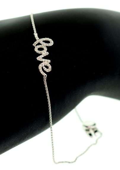 Cute Adjustable 14kt White Gold Love Bracelet