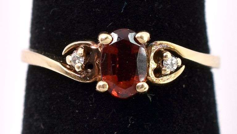 Fancy Red Garnet Ring In Yellow Gold