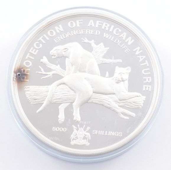 1993 Uganda 5000 Shillings 497.6g Silver Protection Of African Nature
