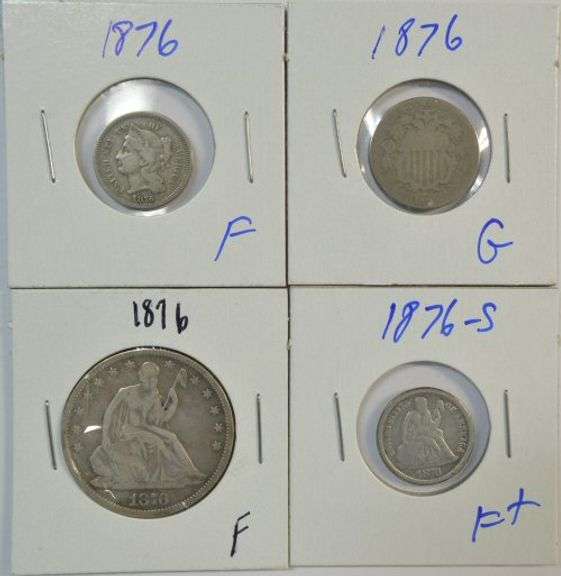 Collection of 4 different US Type Coins from 1876