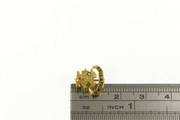 14K Yellow Gold Victorian Frill & Frown Drama Emerald Pin/Brooch