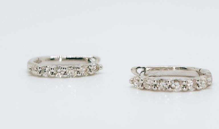 Rapturous Centerpiece Quintuple Diamond Set 18k White Gold Horseshoe Earrings