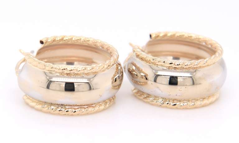 Wonderful Two Tone Gold Wardrobe Hoop Earrings