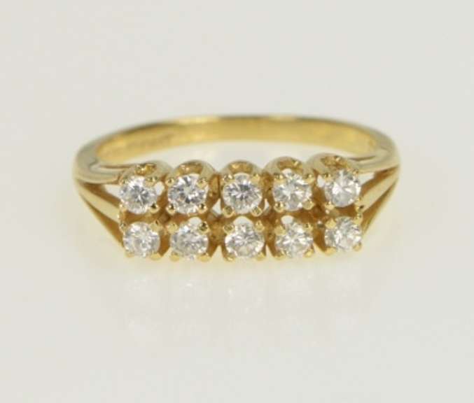 14K Yellow Gold 0.50 Ctw Tiered Diamond Row Wedding Band Ring