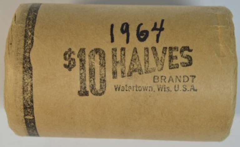 Original Bank-Wrapped BU roll of 20 1964 Silver Kennedy Halves