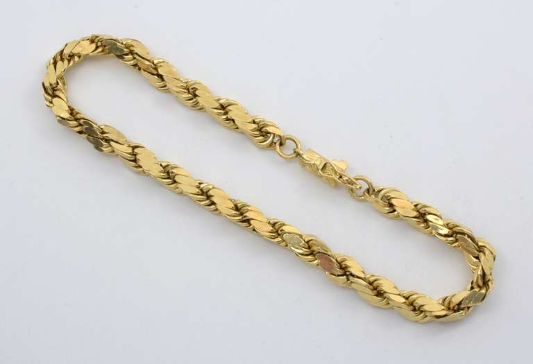 Flashy Diamond Cut 14k Rope Bracelet
