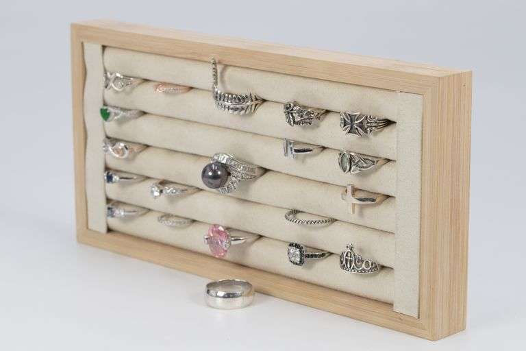 .925 Sterling Silver Curated Ring Set 20 RIng Lot Various Sizes & Styles