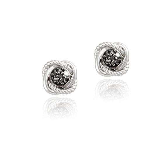 Sterling Silver Black Diamond Earrings