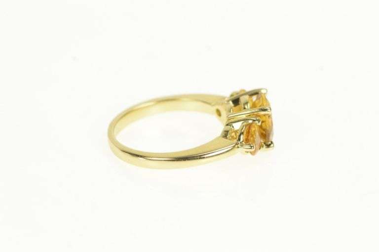 14K Yellow Gold Three Stone Citrine Vintage Statement Ring