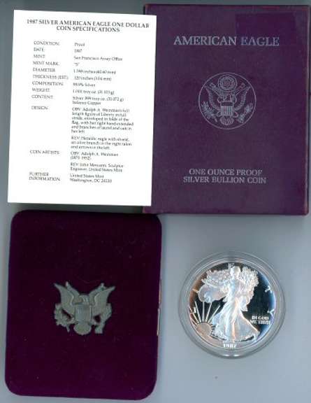 1987 Proof Silver Eagle in Box with Certificate of Authenticity