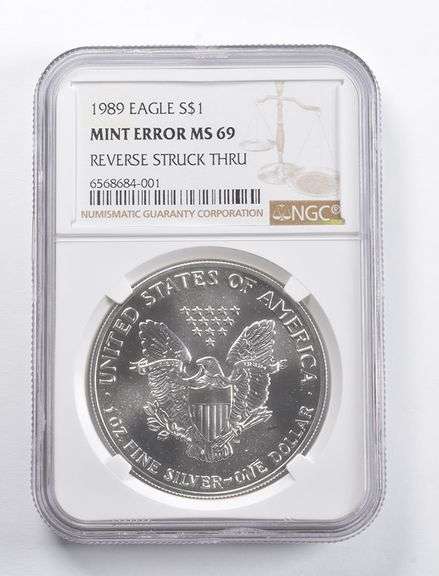 Mint Error MS69 1989 American Silver Eagle REV Struck Thru NGC