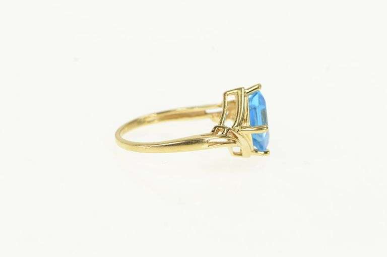 14K White Gold Princess Blue Topaz Statement Bypass Ring