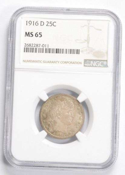 MS65 1916-D Barber Quarter - Graded NGC