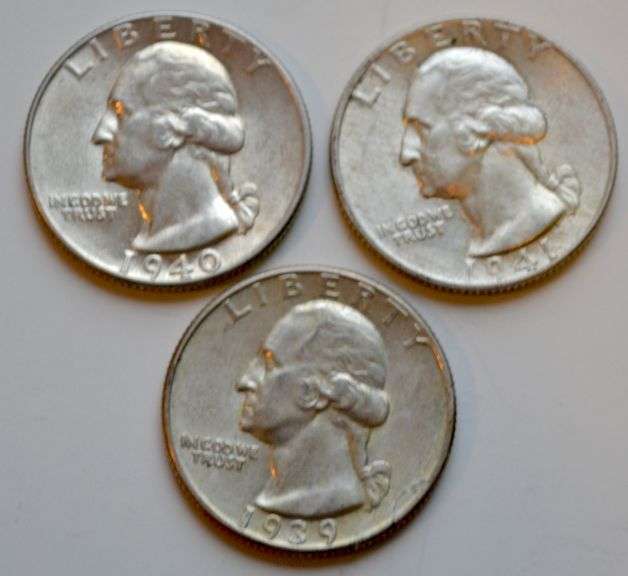 1939 1940 1941 Slider Unc Washington Quarters