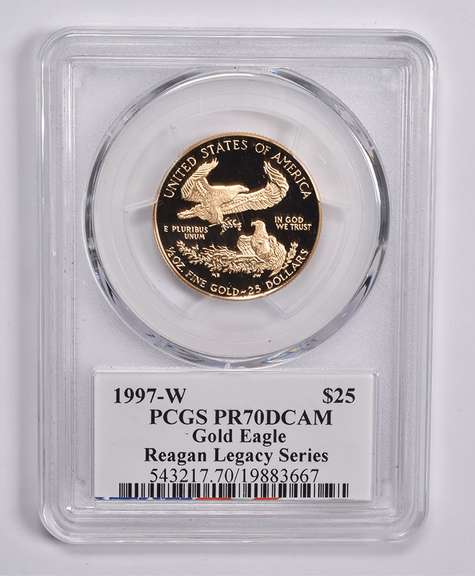 PR70DCAM 1997-W $25 American Gold Eagle 1/2 Oz Sign Reagan Legacy PCGS