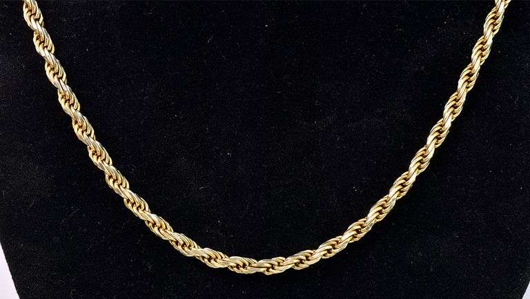 Sturdy Gold Plated Rope Chain Necklace In Sterling Silver
