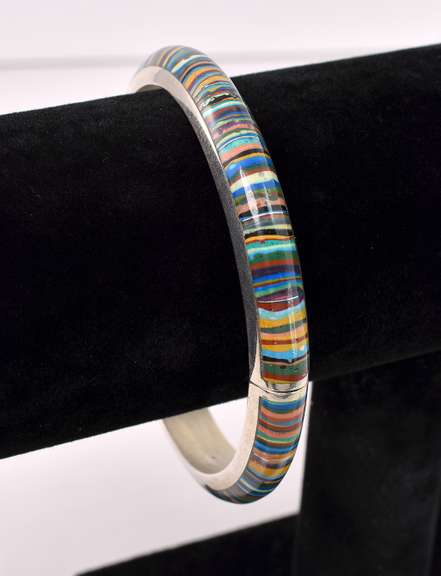 Colorful Magnetic Bangle Bracelet In Sterling Silver