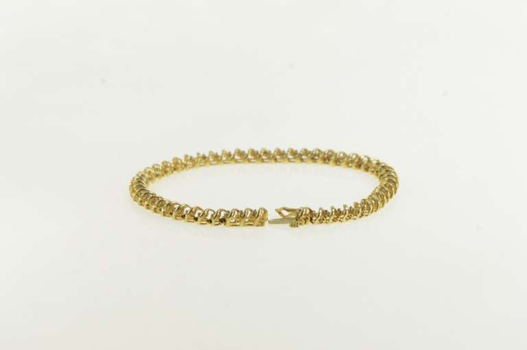 14K Yellow Gold 0.92 Ctw Diamond Classic Vintage Tennis Bracelet