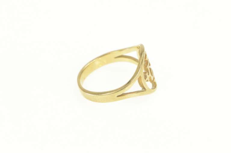 9K Yellow Gold Ornate Geometric Filigree Vintage Statement Ring