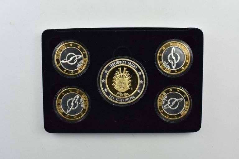 Spacequest Casino Vegas Hilton Ltd. Collector Ed. 5 Silver Round Set