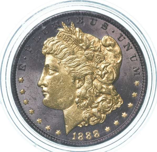1888 Morgan Silver Dollar Gold Overlay