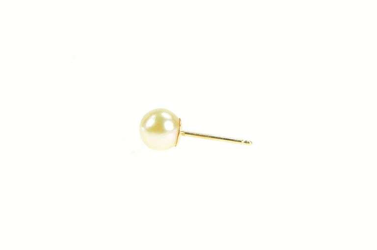 14K Yellow Gold 5.5mm Pearl Simple Vintage Classic Single Earring