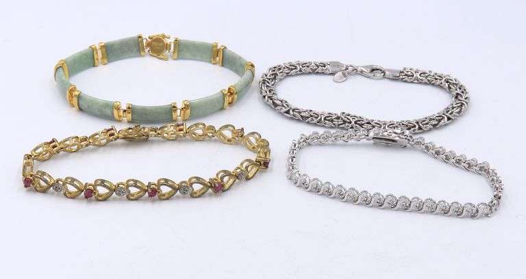 Group Lot of 4 Vintage 925 Sterling Silver Bracelets
