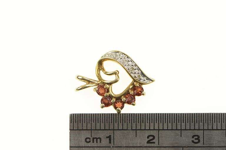 10K Yellow Gold Sim. Garnet & Diamond Heart Love Symbol Pendant