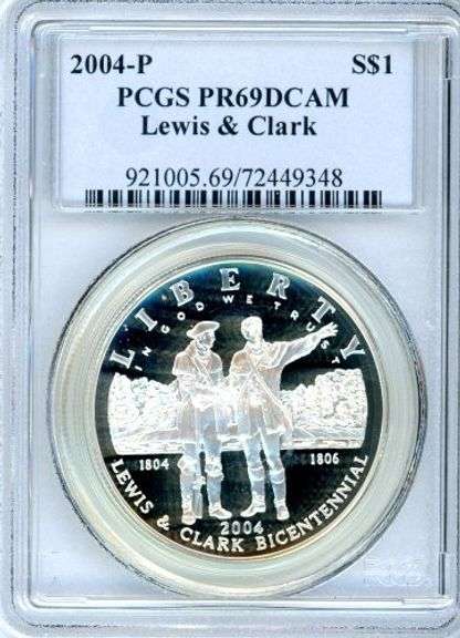 2004-P Proof Lewis & Clark Commemorative Silver Dollar in PCGS PR69DCAM