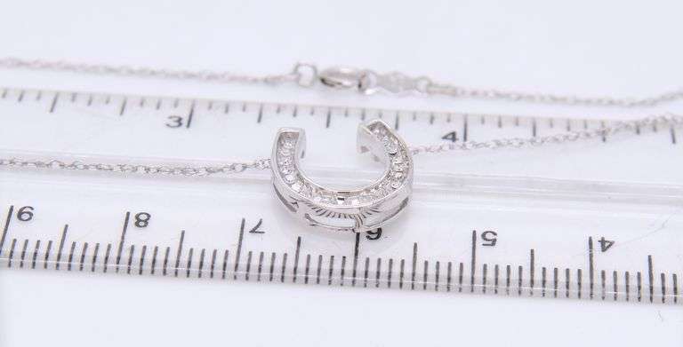 Dazzling White Gold Diamond Horseshoe Pendant on Chain Necklace