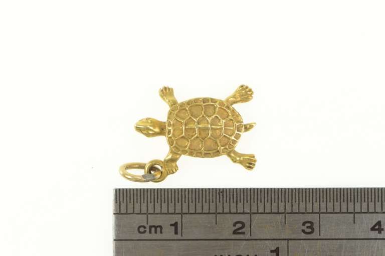14K Yellow Gold 3D Turtle Tortoise Animal Vintage Charm/Pendant