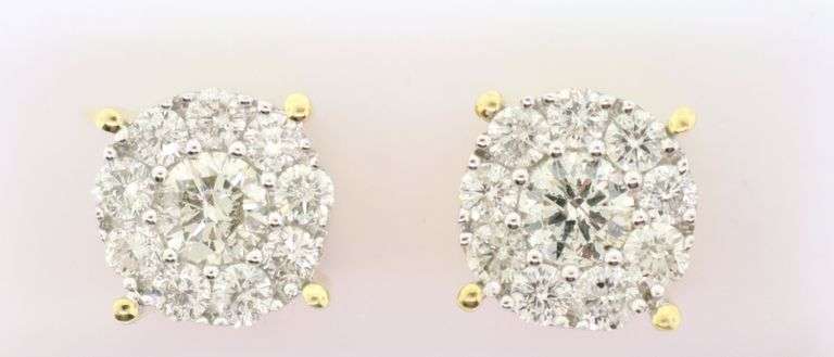 14k Yellow Gold Diamond Studded Halo Earrings