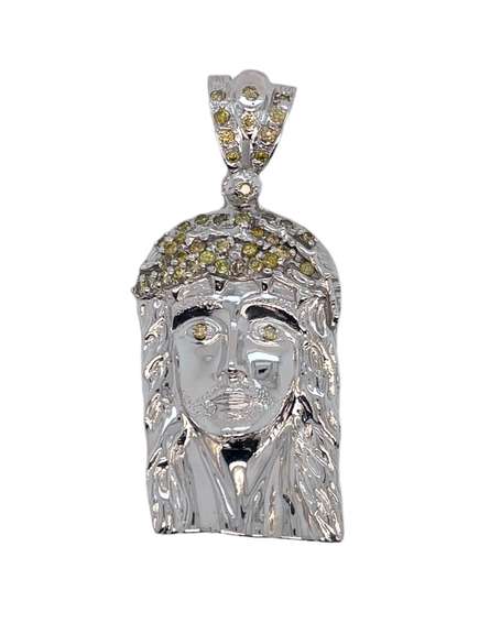 14K WHITE GOLD RELIGION CHARM DIAMONDS