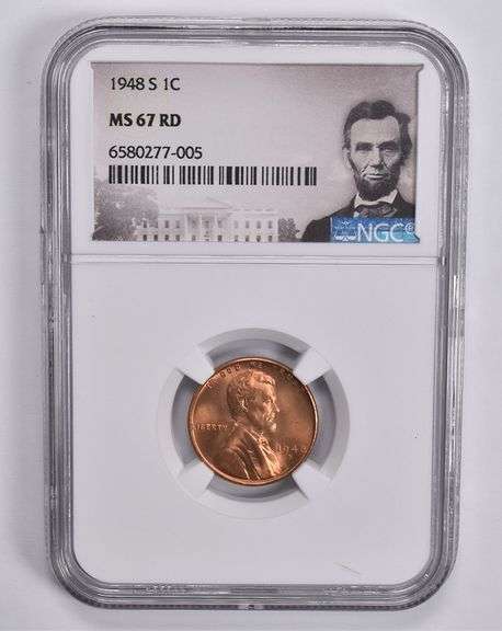 MS67 RD 1948-S Lincoln Wheat Cent NGC