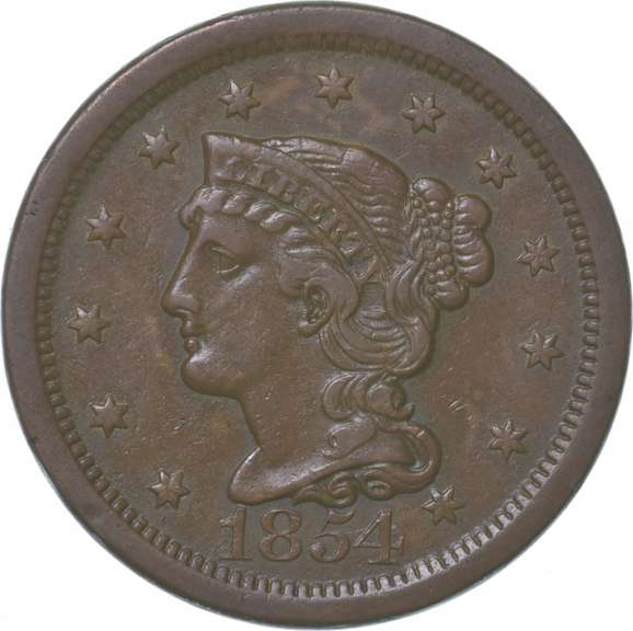 1854 Braided Hair Large Cent